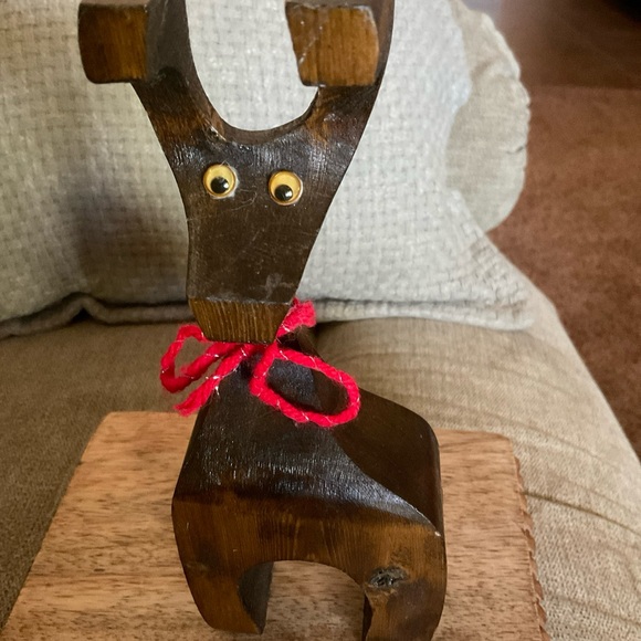 Wooden Reindeer Adorable Vintage - 8.5” Rustic Handcrafted Handmade - Picture 3 of 8